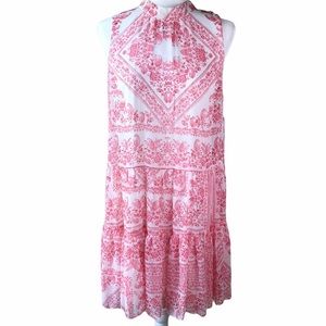 Calvin Klein High Neck Whimsy Tiered Skirt Toile Dress Sz 8